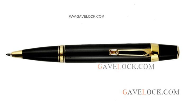 Black Mont blanc Boheme Ballpoint Pen Gold Clip with Diamond